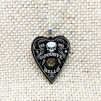 Skull Black Spirit Board Planchette Ouija Pendant Necklace
