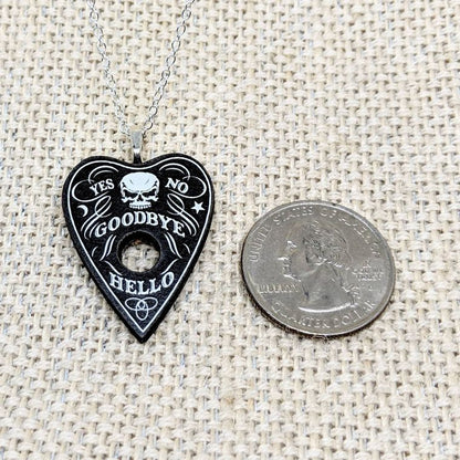Skull Black Spirit Board Planchette Ouija Pendant Necklace