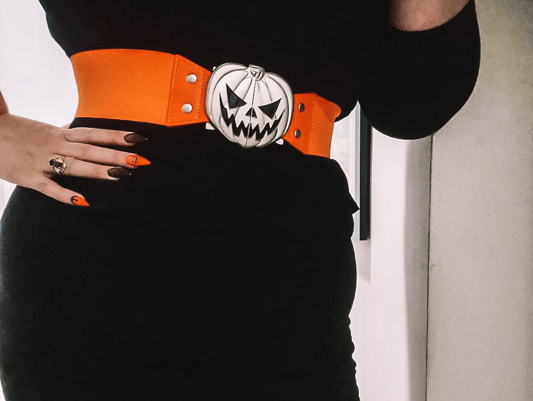 Trick or Treat Pumpkin Evil Orange Elastic Waist Belt
