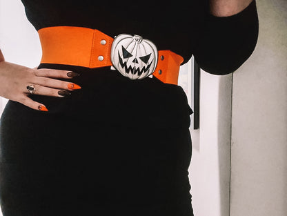 Trick or Treat Pumpkin Evil Orange Elastic Waist Belt