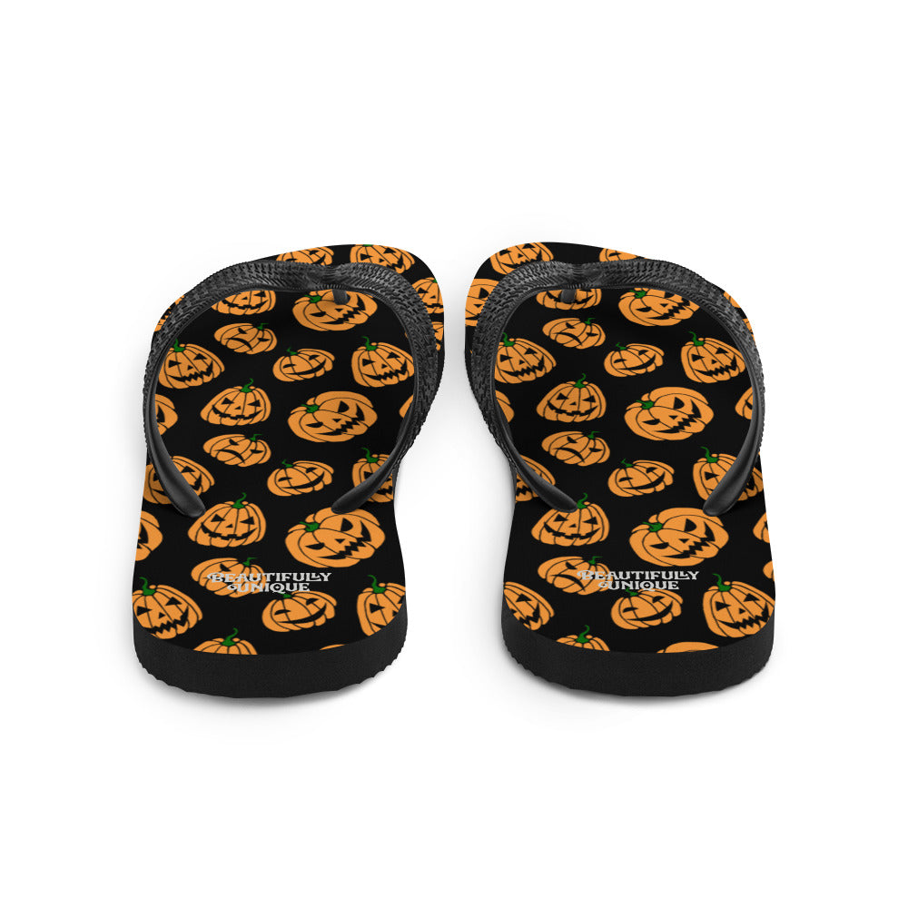 Orange And Black Jack-O-Lanterns Flip-Flops