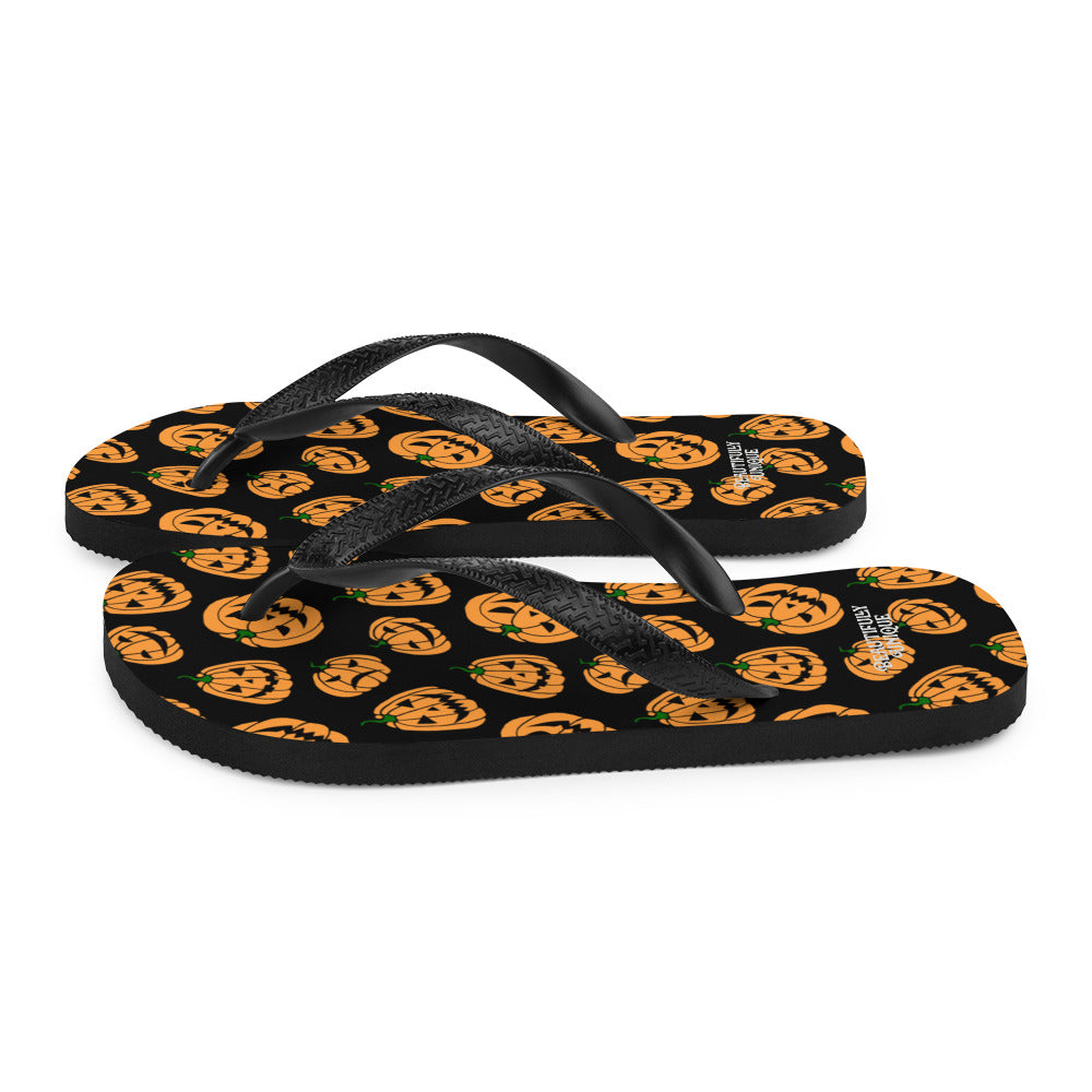 Orange And Black Jack-O-Lanterns Flip-Flops