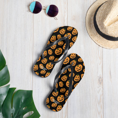 Orange And Black Jack-O-Lanterns Flip-Flops