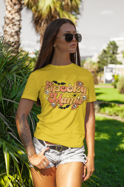 Bats Flowers And Skulls Summer "Spooky Mama" Tee - Unisex Shirt